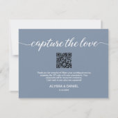 Capture the love QR code wedding photo share blue 招待状 (裏面)