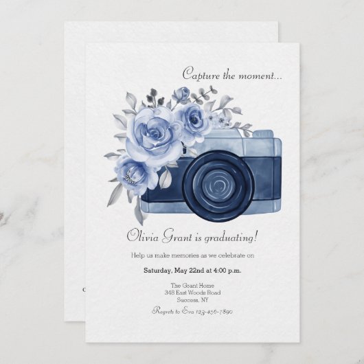 Capture the Moment Blue招待状 招待状 (正面/裏面)