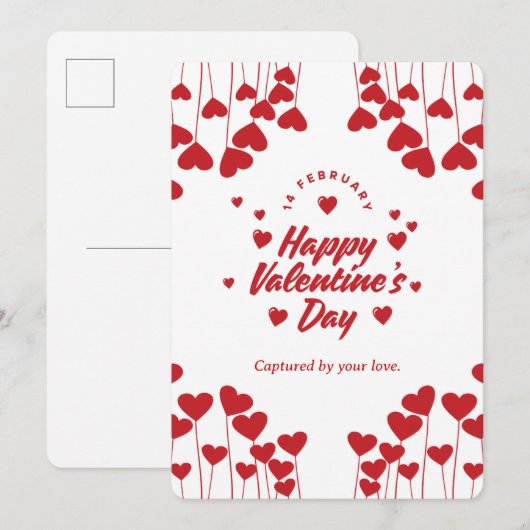 "Captured by Your Love" – Elegant Modern Valentine 招待状 (正面/裏面)