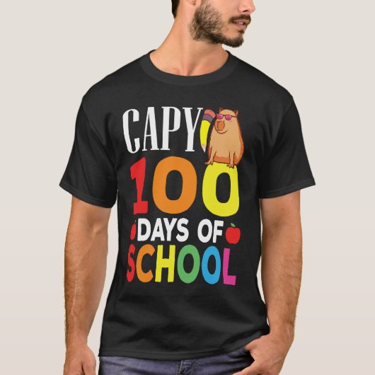 Capy 100 Days Of School Teacher Capybara Tシャツ (正面)