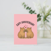 Capy Anniversary Valentines Cute Capybara Postcard ポストカード (スタンド正面)