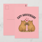Capy Anniversary Valentines Cute Capybara Postcard ポストカード (正面/裏面)
