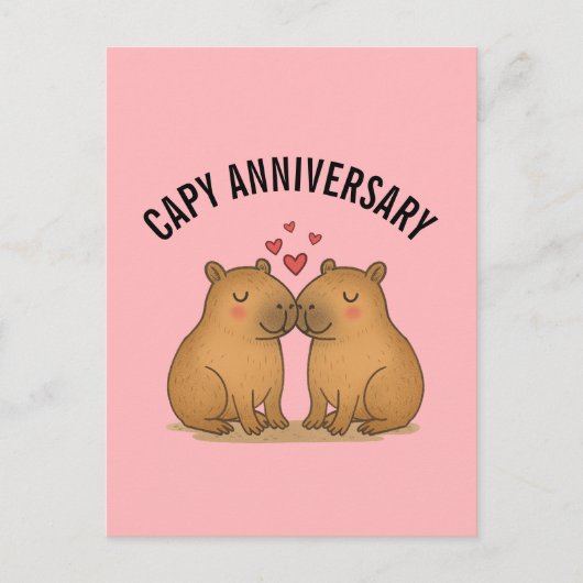 Capy Anniversary Valentines Cute Capybara Postcard ポストカード (正面)