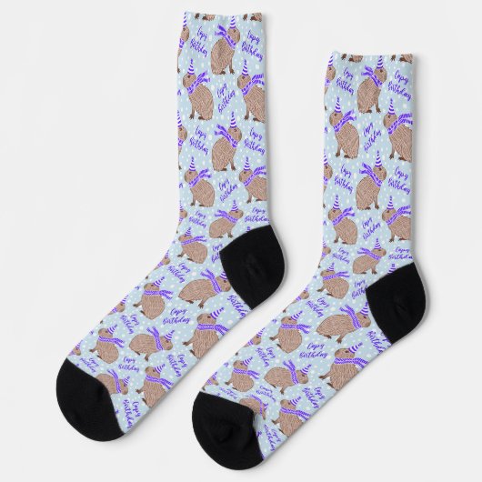 Capy Birthday Capybara Funny Animal Lover Socks ソックス (左)