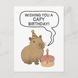 Capy Birthday Cute Handdrawn Capybara Pun Lover  ポストカード