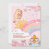 Capy Birthday Groovy Rainbow Sun Birthday 招待状 (正面)