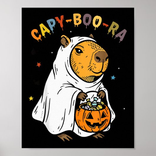 Capy-boo-ra Cappy Halloween Funny Capybara Costume ポスター (正面)