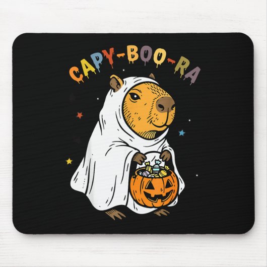 Capy-boo-ra Cappy Halloween Funny Capybara Costume マウスパッド (正面)