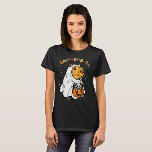 Capy-boo-ra Cappy Halloween Funny Capybara Costume Tシャツ (正面フル)