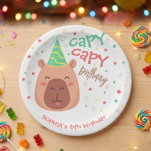 Capy capy capybara birthday ペーパープレート