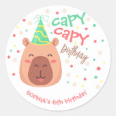 Capy capy capybara birthday ラウンドシール (正面)