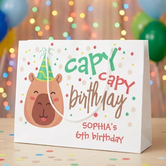 Capy capy capybara birthday ラージペーパーバッグ