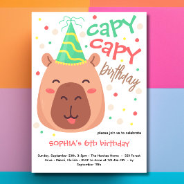 Capy capy capybara birthday invitation 招待状