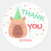 Capy capybara birthday thank you ラウンドシール (正面)