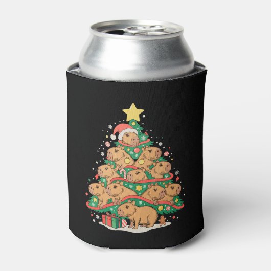 Capy Christmas Capybara Xmas Tree Holiday Season 缶クーラー (缶正面)