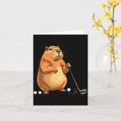 Capy Golf Player Cute Cappy Srts Cartoon Design  カード (黄色い花)