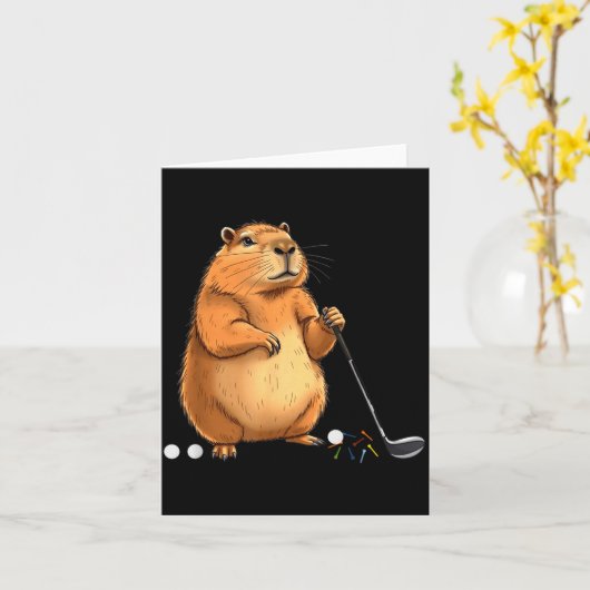 Capy Golf Player Cute Cappy Srts Cartoon Design  カード (黄色い花)