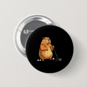 Capy Golf Player Cute Cappy Srts Cartoon Design  缶バッジ (正面&裏面)