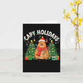 Capy Holidays Capybara Santa Hat Xmas Men Women Ki カード (黄色い花)