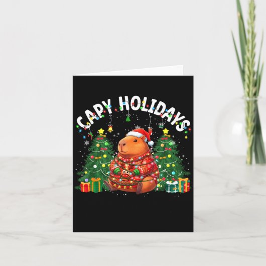 Capy Holidays Capybara Santa Hat Xmas Men Women Ki カード (正面)