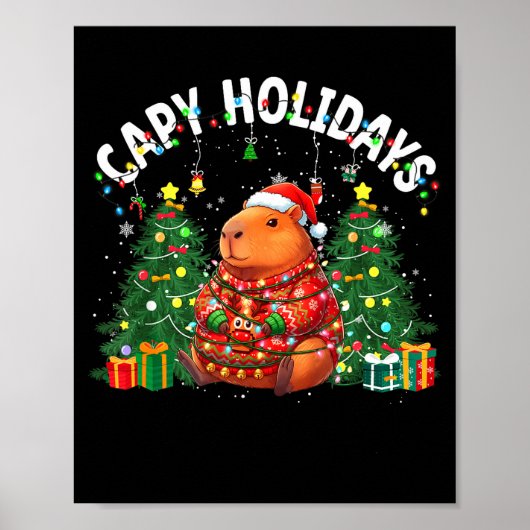 Capy Holidays Capybara Santa Hat Xmas Men Women Ki ポスター (正面)