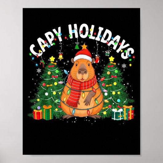 Capy Holidays Capybara Santa Hat Xmas Men Women Ki ポスター (正面)