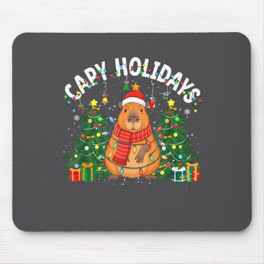 Capy Holidays Capybara Santa Hat Xmas Men Women Ki マウスパッド (正面)