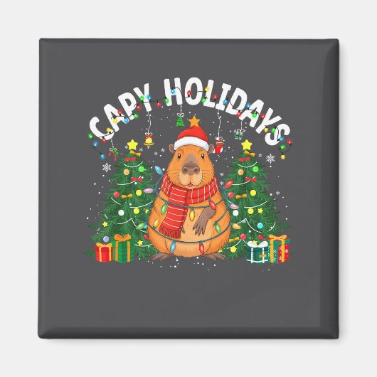 Capy Holidays Capybara Santa Hat Xmas Men Women Ki マグネット (正面)