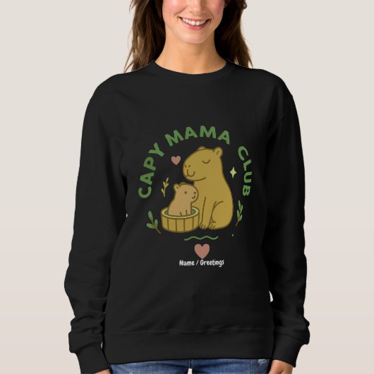 Capy Mama Club Cute Capybara Mom and Baby Retro スウェットシャツ (正面)