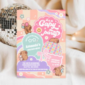 Capy Party Retro Groovy Daisy Birthday Invitation 招待状