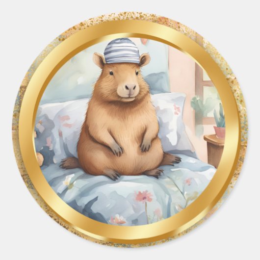 CAPYBARA - 2 STICKERS ラウンドシール (正面)