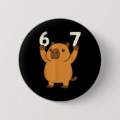 Capybara 67 Meme Six Seven Funny  缶バッジ (正面)