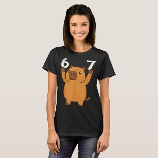 Capybara 67 Meme Six Seven Funny  Tシャツ (正面フル)