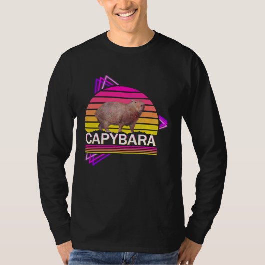 Capybara 80s retro vibe man women  capybara tシャツ (正面)
