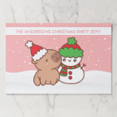  Capybara And Snowman Cute  Paper Placemat ペーパーパッド (正面)