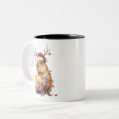 Capybara Animal Lover Christmas Lights Cappy Xmas ツートーンマグカップ (正面左)
