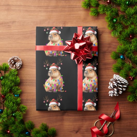 Capybara Animal Lover Christmas Lights Cappy Xmas ラッピングペーパー (クリスマスギフト)
