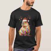 Capybara Animal Lover Christmas Lights Cappy Xmas Tシャツ (正面)