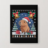 Capybara Animal Lover Xmas Gift Ugly Capybara  缶バッジ (正面)