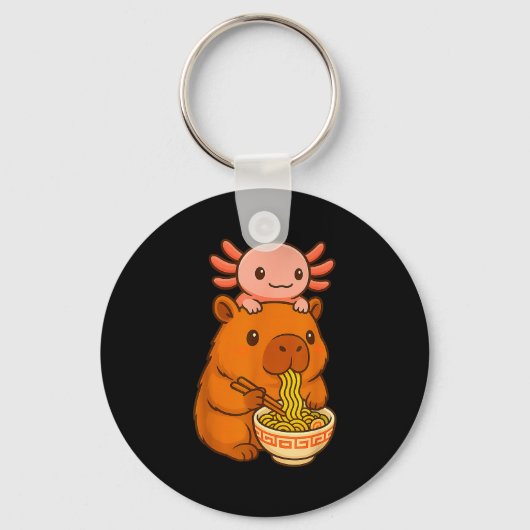 Capybara Anime Ramen Axolotl Funny Graphic Kawaii  キーホルダー (正面)