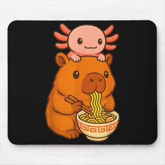 Capybara Anime Ramen Axolotl Funny Graphic Kawaii マウスパッド (正面)