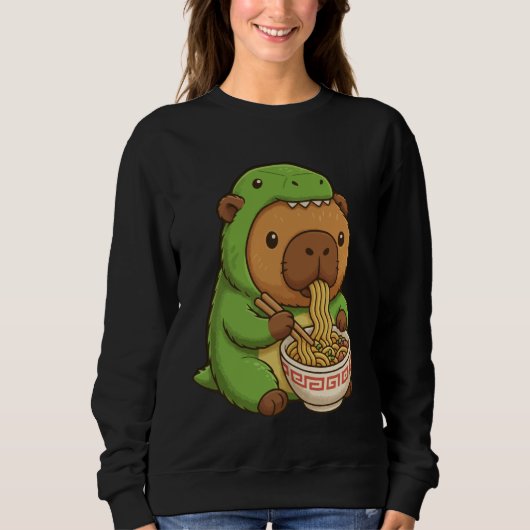 Capybara Anime Rament T-REX Funny Graphic Kawaii C スウェットシャツ (正面)