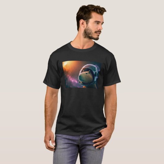 Capybara Astronaut Deep In Space Cosmic Tシャツ (正面フル)
