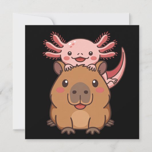 Capybara Axolotl Kawaii Animal Lover Zoo Day 招待状 (正面)