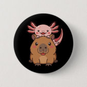 Capybara Axolotl Kawaii Animal Lover Zoo Day 缶バッジ (正面)