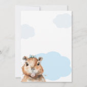 Capybara Baby Shower • Blue Bow Theme 招待状 (裏面)