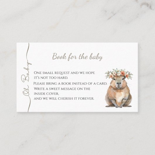 Capybara Baby Shower • Book for Baby 名刺 (正面)