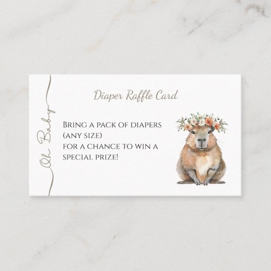 Capybara Baby Shower • Diaper Raffle Card 名刺 (正面)