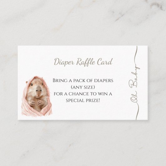 Capybara Baby Shower • Diaper Raffle Card 名刺 (正面)