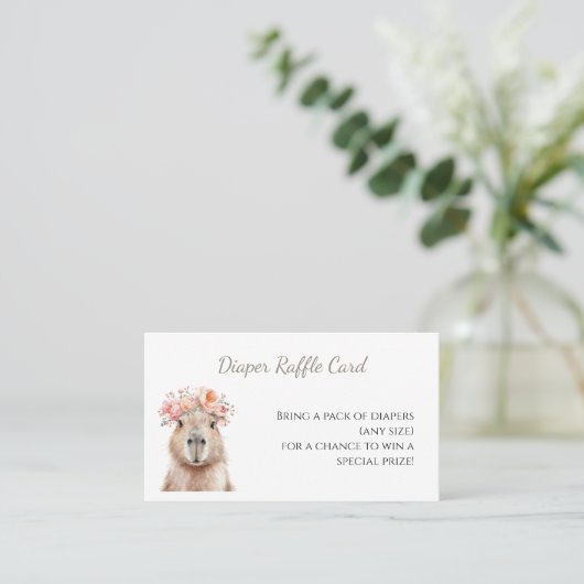 Capybara Baby Shower • Diaper Raffle Card 名刺 (スタンド正面)